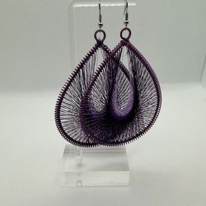 Purple Thread Teardrop Earrings